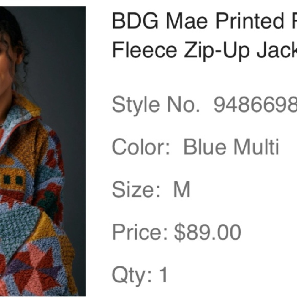 BDG Multicolor Geometric Teddy Jacket - Picture 3 of 5